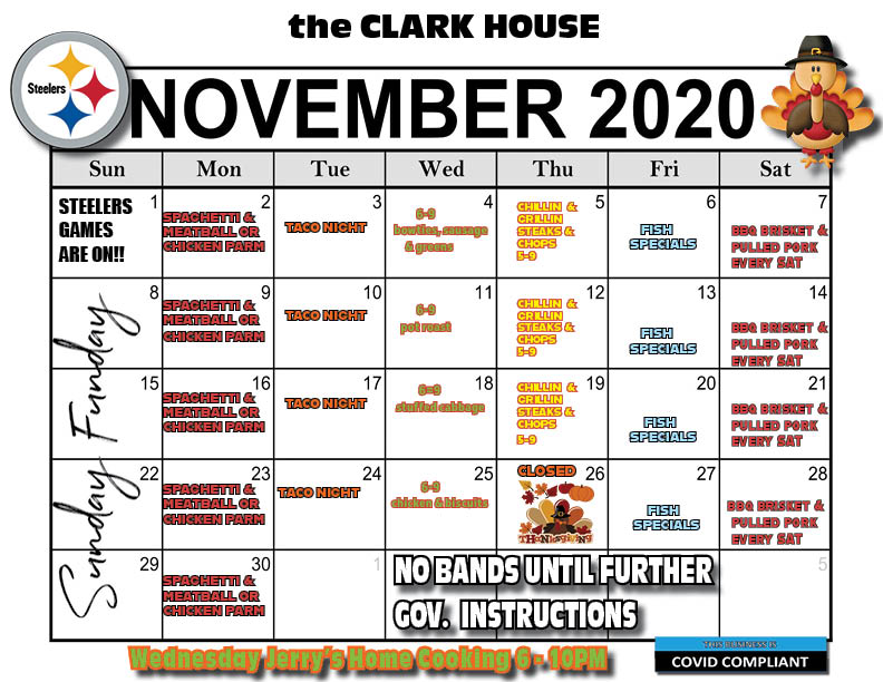 Calendar The Clark House Clark, PA